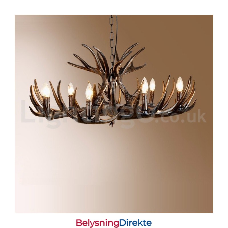 Rustikk, Kunstnerisk, Retro, Svart Lysekrone Med 9 Lys