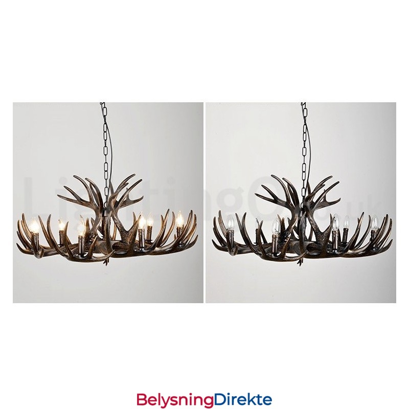 Rustikk, Kunstnerisk, Retro, Svart Lysekrone Med 9 Lys