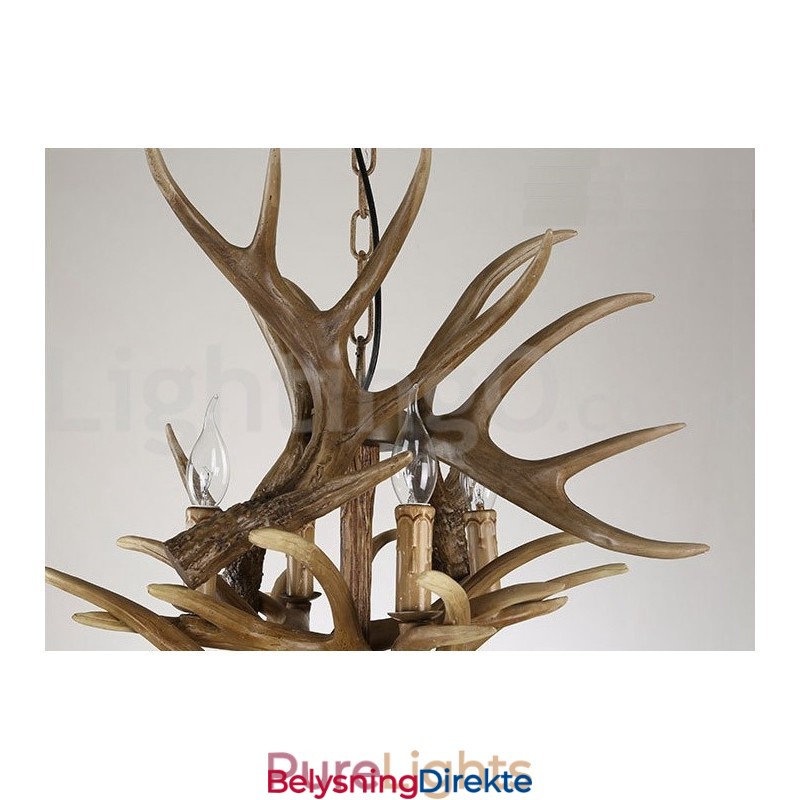 Rustikk Kunstnerisk Retro Lysekrone Med 12 Lys Og 2 Bånd