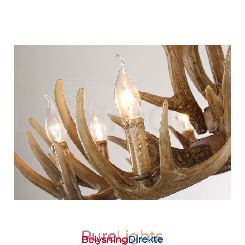 Rustikk Kunstnerisk Retro Lysekrone Med 12 Lys Og 2 Bånd
