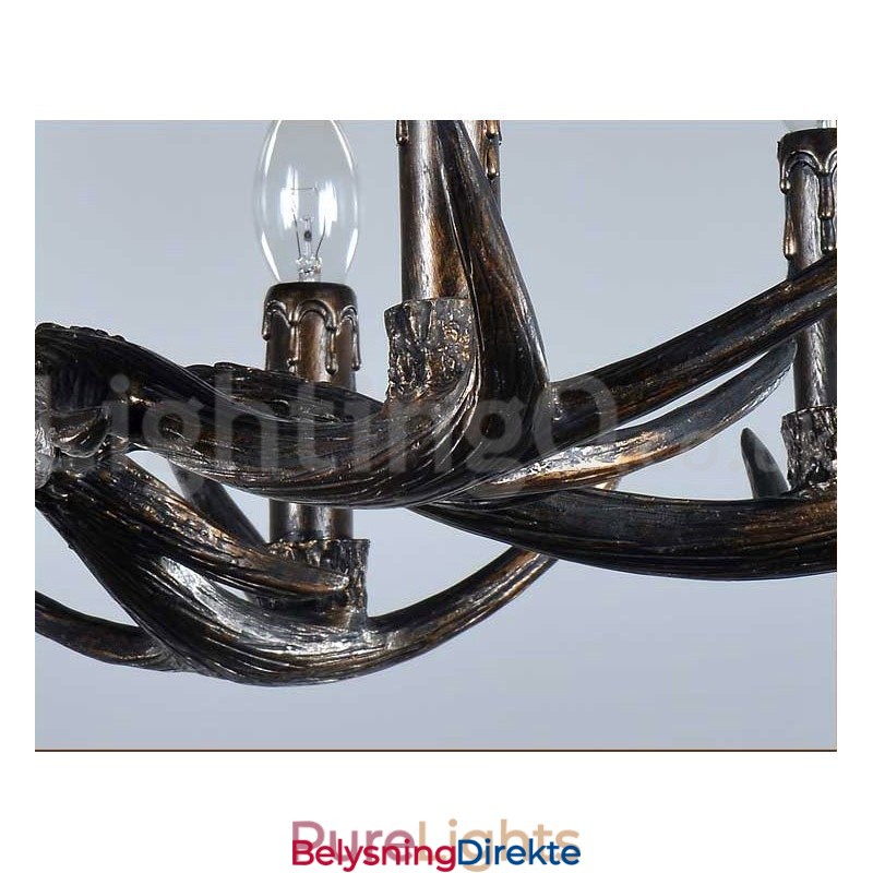 Rustikk Kunstnerisk Retro Lysekrone Med 6 Lys, Svart Og Vintage