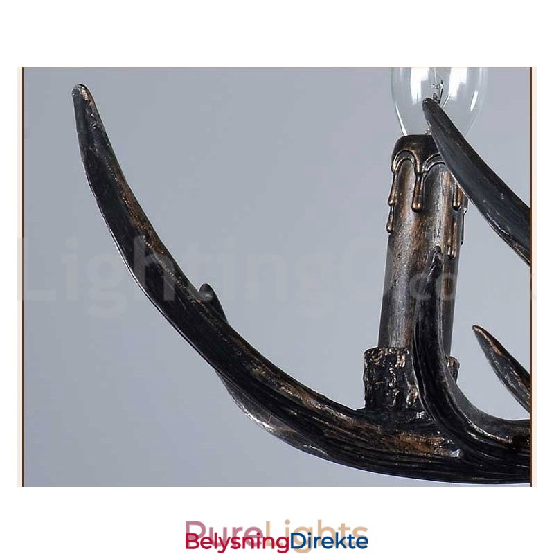 Rustikk Kunstnerisk Retro Lysekrone Med 6 Lys, Svart Og Vintage