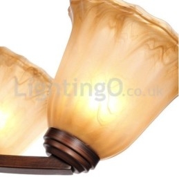 Rustikk 6-Pærer Glasslampeskjerm Rustfritt Stål Lysekrone