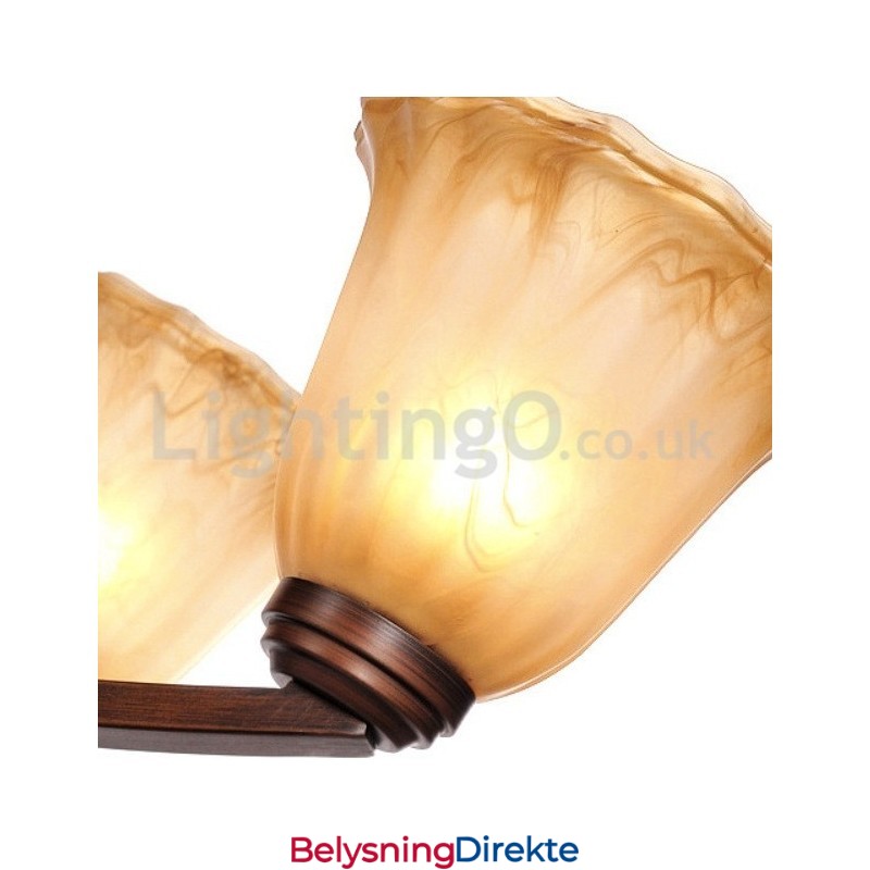 Rustikk 6-Pærer Glasslampeskjerm Rustfritt Stål Lysekrone