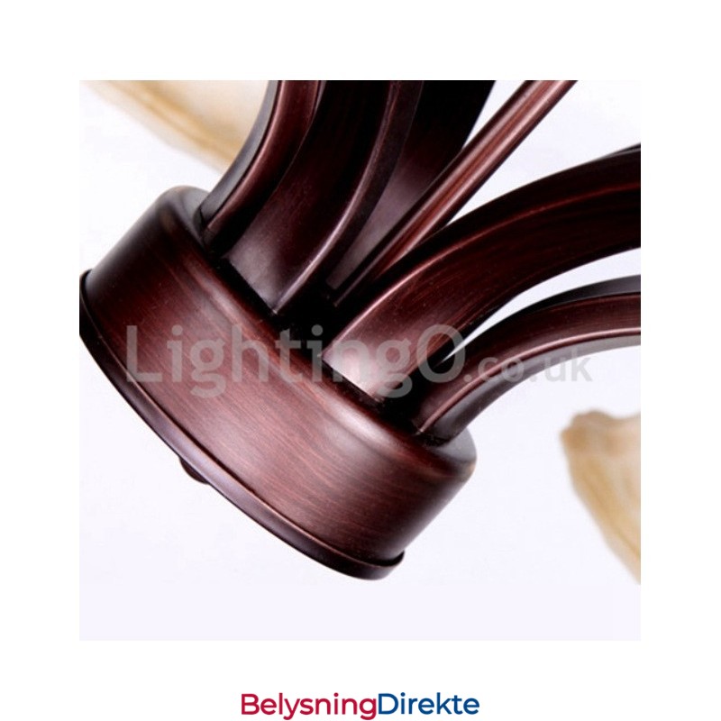 Rustikk 6-Pærer Glasslampeskjerm Rustfritt Stål Lysekrone