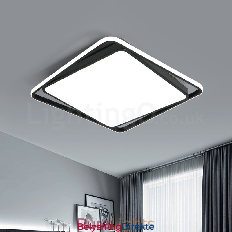 Moderne, Utsøkt Svart-Hvit Firkantet Taklampe For Innfelling