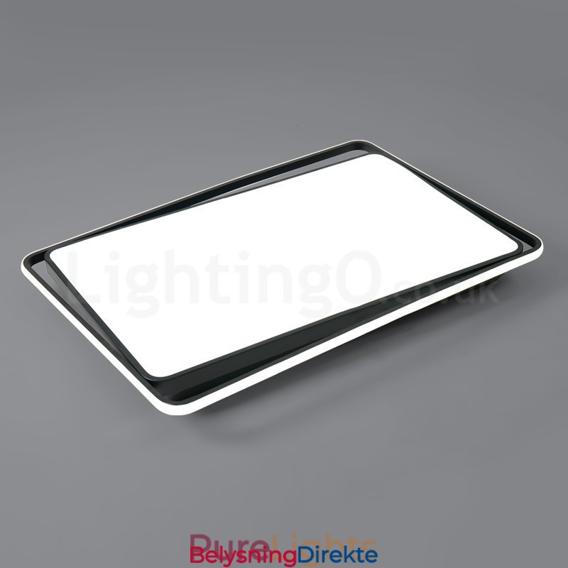 Moderne, Moteriktig Svart-Hvit Rektangulær Taklampe For Innfelling