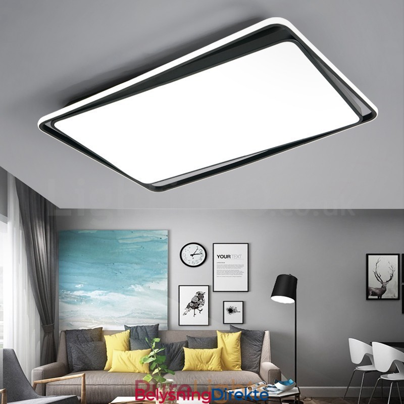 Moderne, Moteriktig Svart-Hvit Rektangulær Taklampe For Innfelling