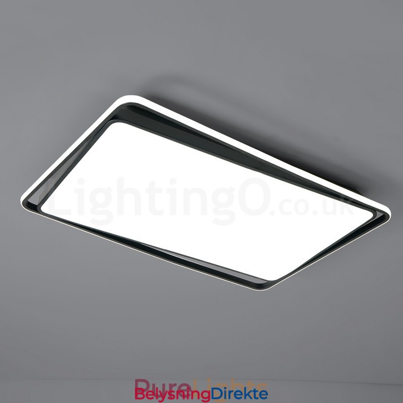 Moderne, Moteriktig Svart-Hvit Rektangulær Taklampe For Innfelling