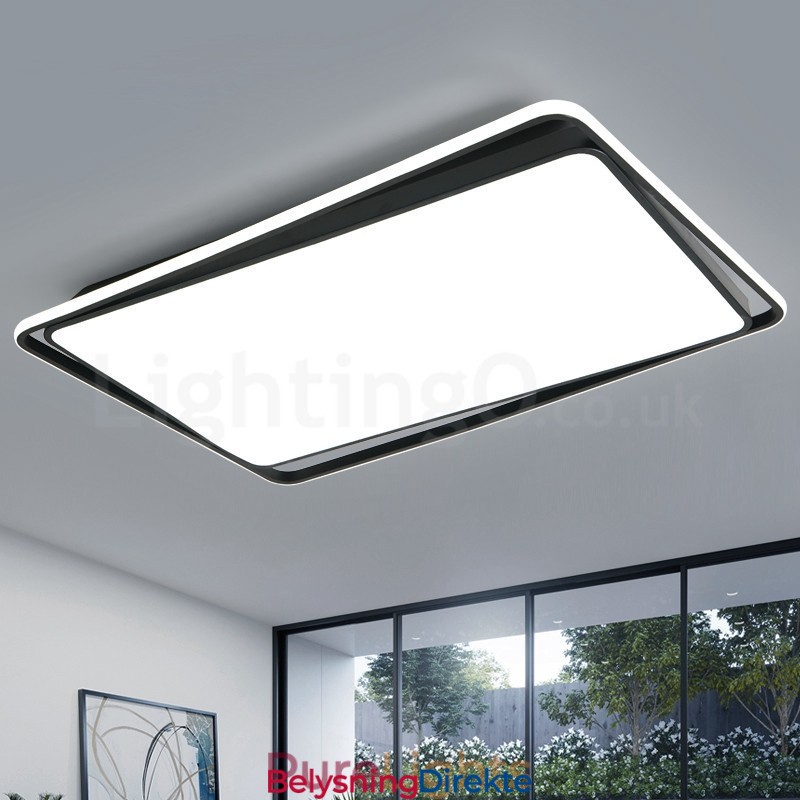 Moderne, Moteriktig Svart-Hvit Rektangulær Taklampe For Innfelling