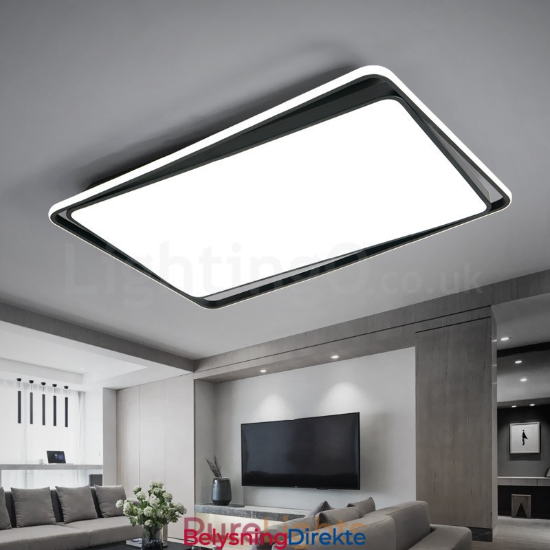 Moderne, Moteriktig Svart-Hvit Rektangulær Taklampe For Innfelling