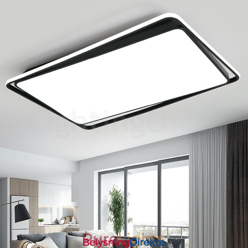 Moderne, Moteriktig Svart-Hvit Rektangulær Taklampe For Innfelling