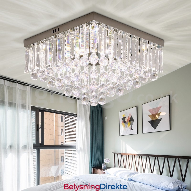 Moderne 40 Cm 50 Cm Firkantede Krystalltaklamper I Innfelt Form