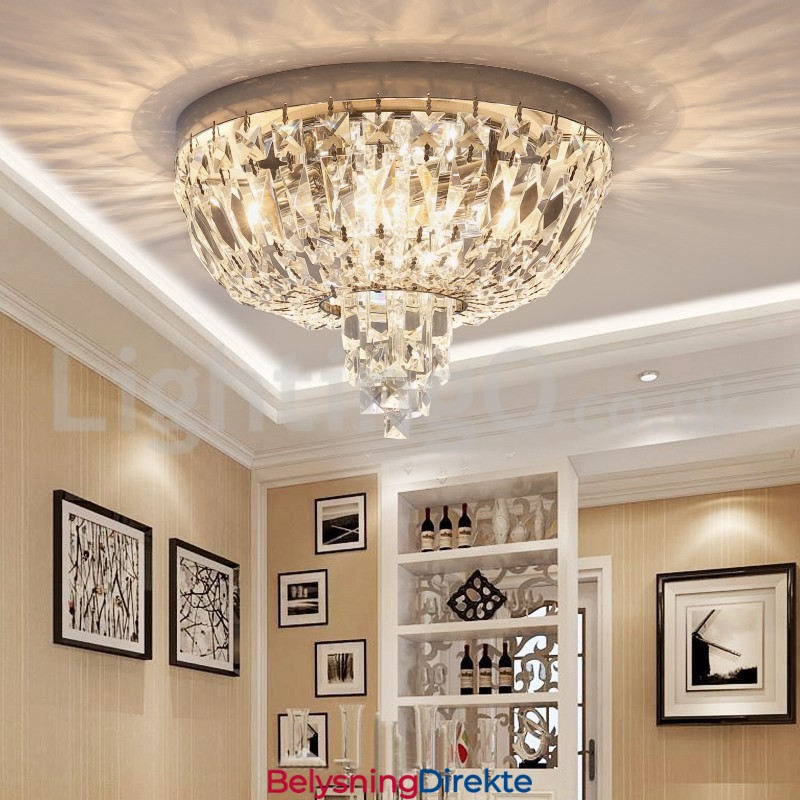 Moderne Utsøkte Runde Krystalltaklamper Med Innfelt Montering