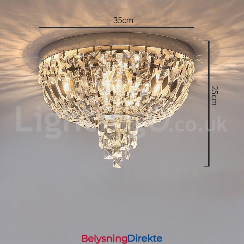 Moderne Utsøkte Runde Krystalltaklamper Med Innfelt Montering