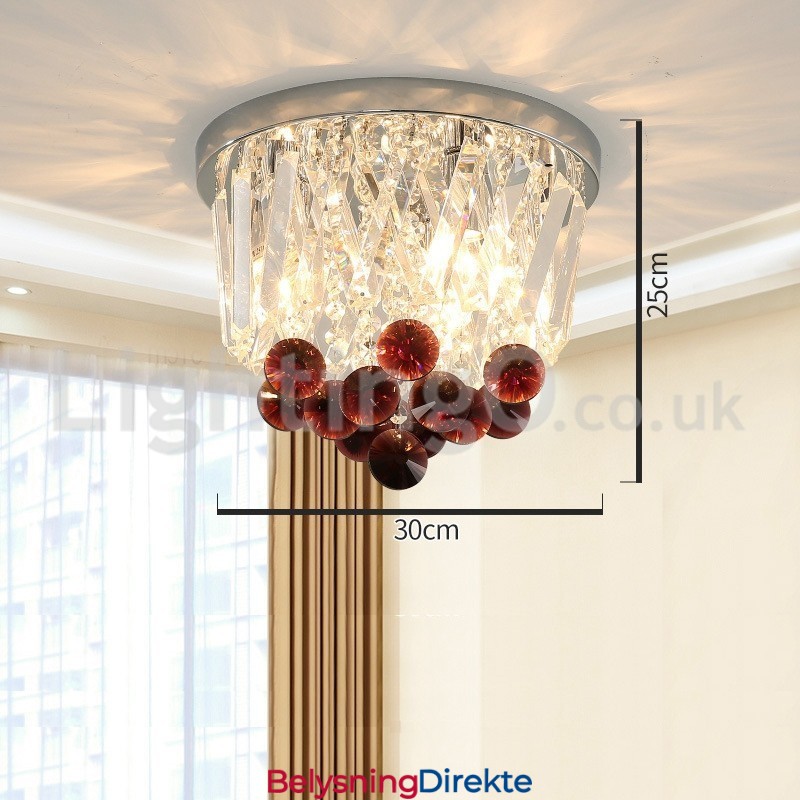 Moderne Runde Krystalltaklamper Med Innfelt Montering