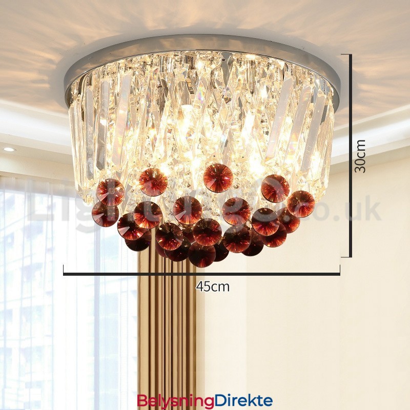 Moderne Runde Krystalltaklamper Med Innfelt Montering