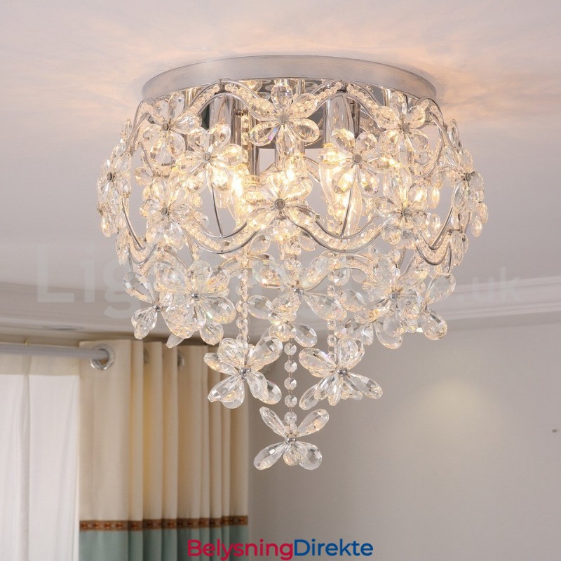 Moderne, Moteriktige 48 Cm Runde Krystalltaklamper