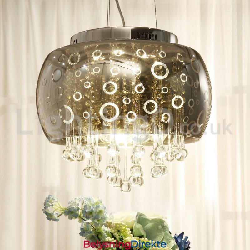Moderne 40 Cm Rund Glasslampeskjerm Krystall Pendellampe
