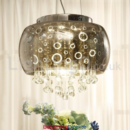 Moderne 40 Cm Rund Glasslampeskjerm Krystall Pendellampe