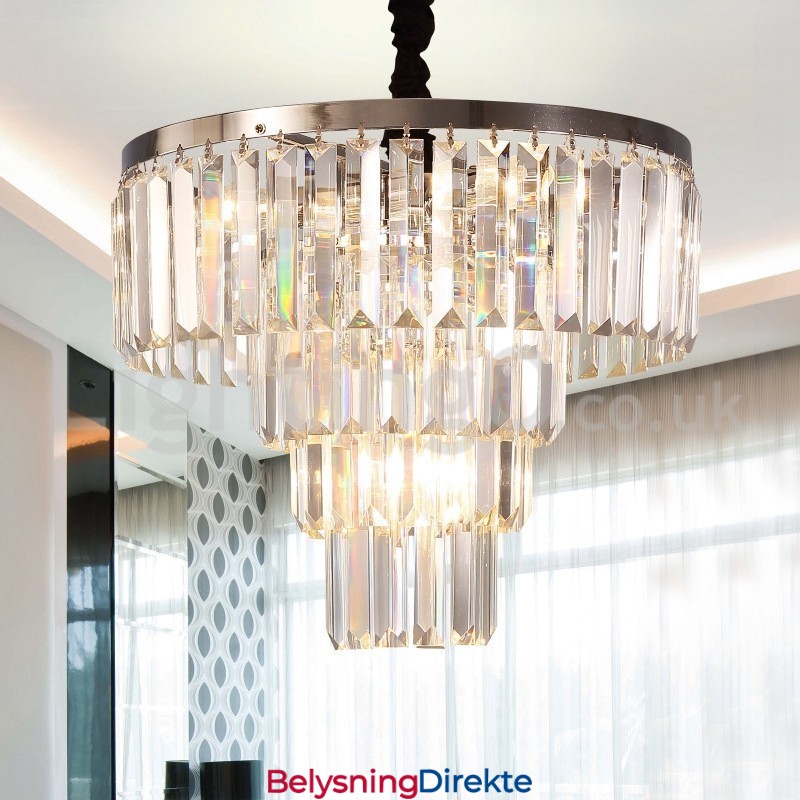 Elegant Billig Moderne 4-Etasjes Rund Krystallanhengslampe