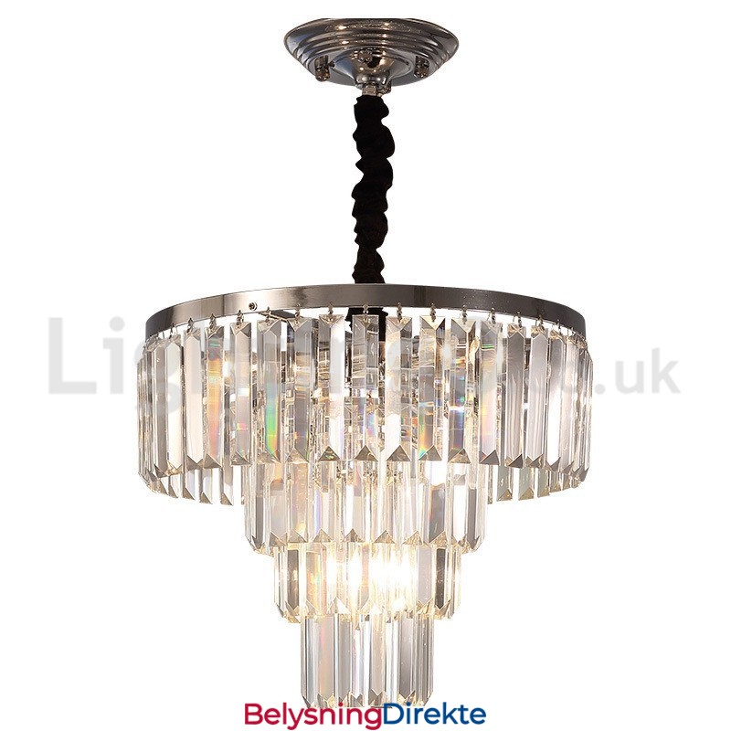 Elegant Billig Moderne 4-Etasjes Rund Krystallanhengslampe