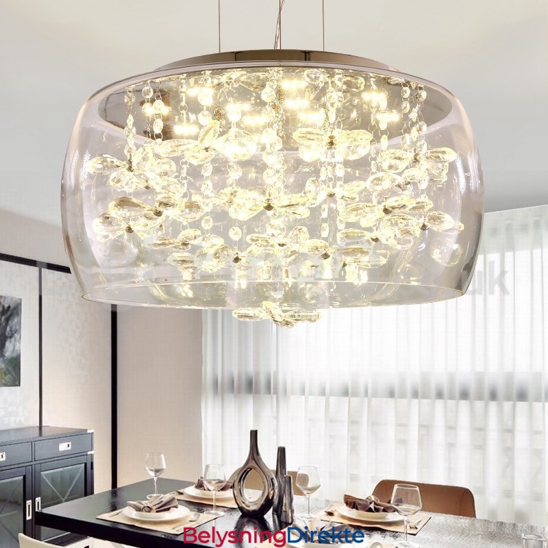 Moderne 40 Cm 50 Cm Rund Krystall Pendellampe I Klart Glass