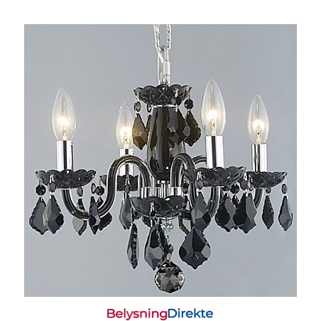 Krystalllysekrone Med Stearinlys Og 4 Lys I Svart