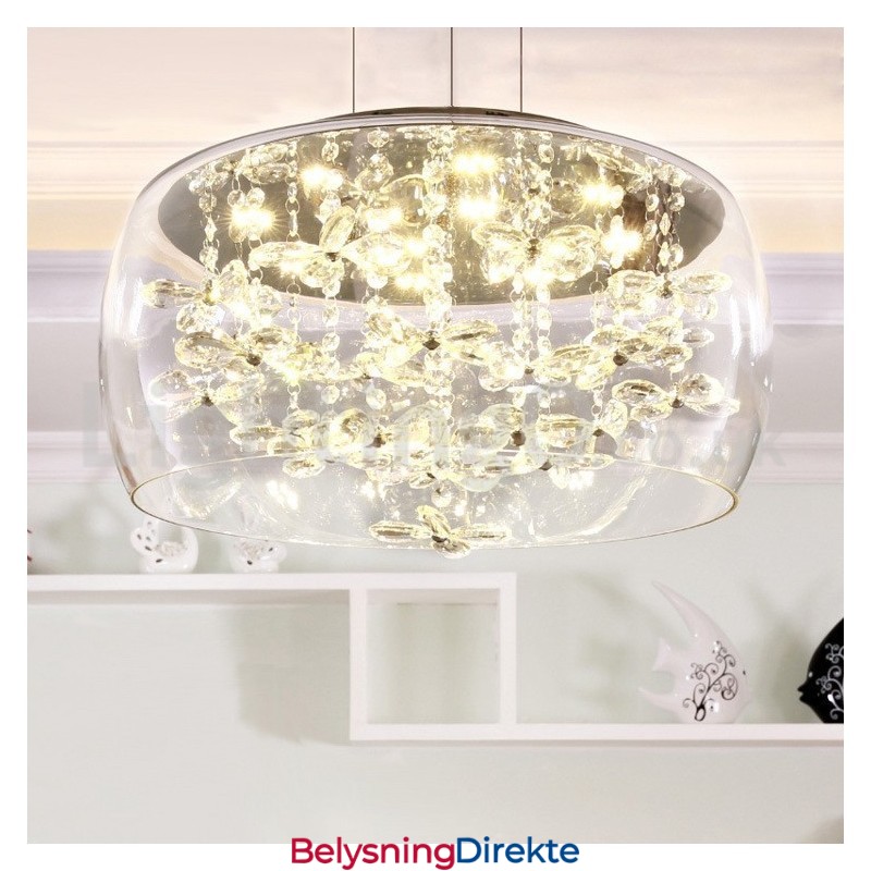 Moderne 40 Cm 50 Cm Rund Krystall Pendellampe I Klart Glass
