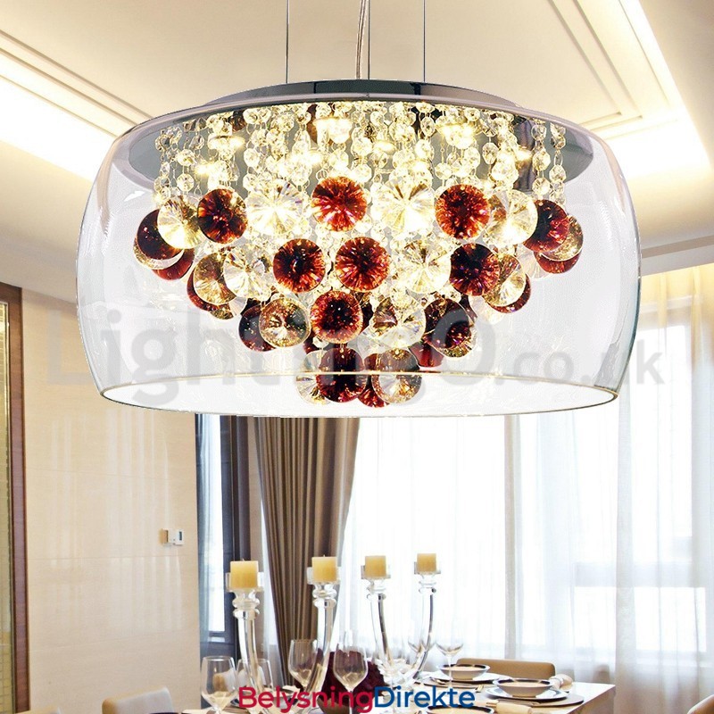 Moderne 40 Cm 50 Cm Rund Krystall Pendellampe I Klart Glass