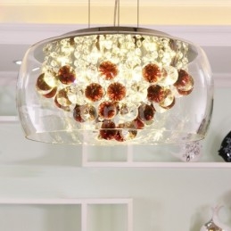 Moderne 40 Cm 50 Cm Rund Krystall Pendellampe I Klart Glass