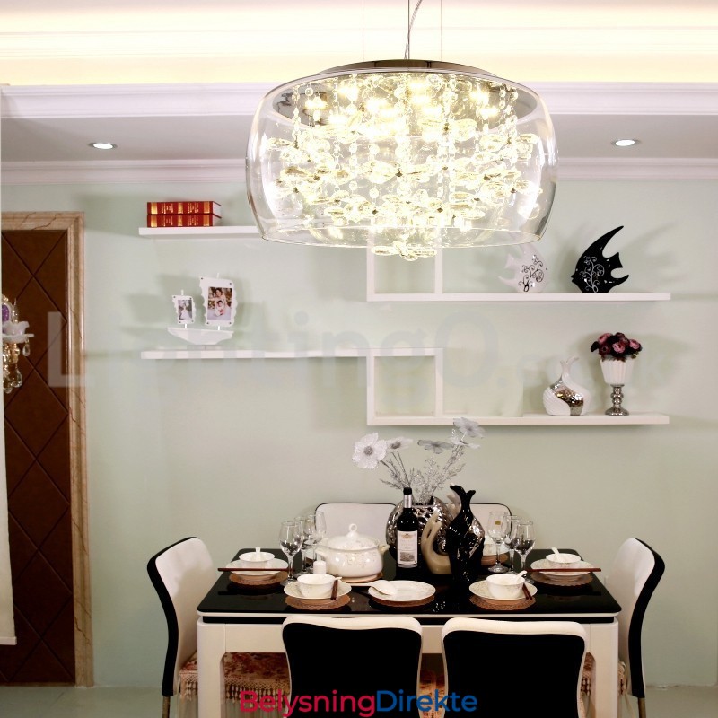 Moderne 40 Cm 50 Cm Rund Krystall Pendellampe I Klart Glass