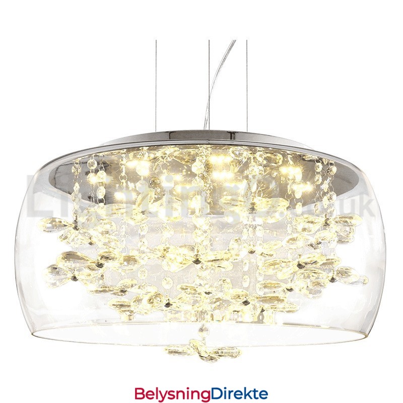 Moderne 40 Cm 50 Cm Rund Krystall Pendellampe I Klart Glass