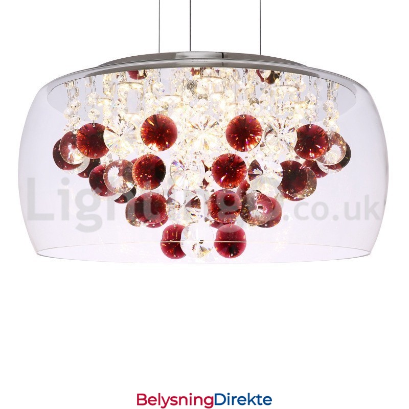 Moderne 40 Cm 50 Cm Rund Krystall Pendellampe I Klart Glass