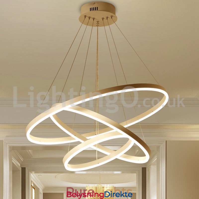 Moderne Tresirkelformet Pendellampe Med Fjernkontroll