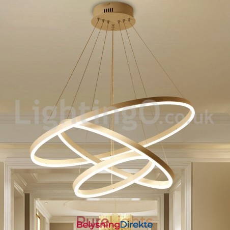 Moderne Tresirkelformet Pendellampe Med Fjernkontroll