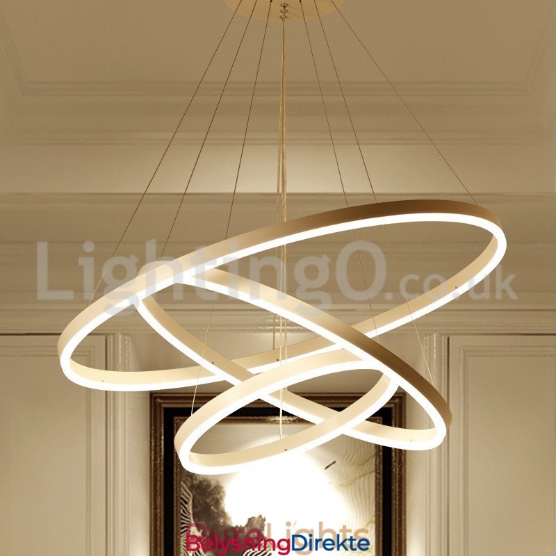 Moderne Tresirkelformet Pendellampe Med Fjernkontroll