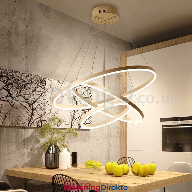 Moderne Tresirkelformet Pendellampe Med Fjernkontroll