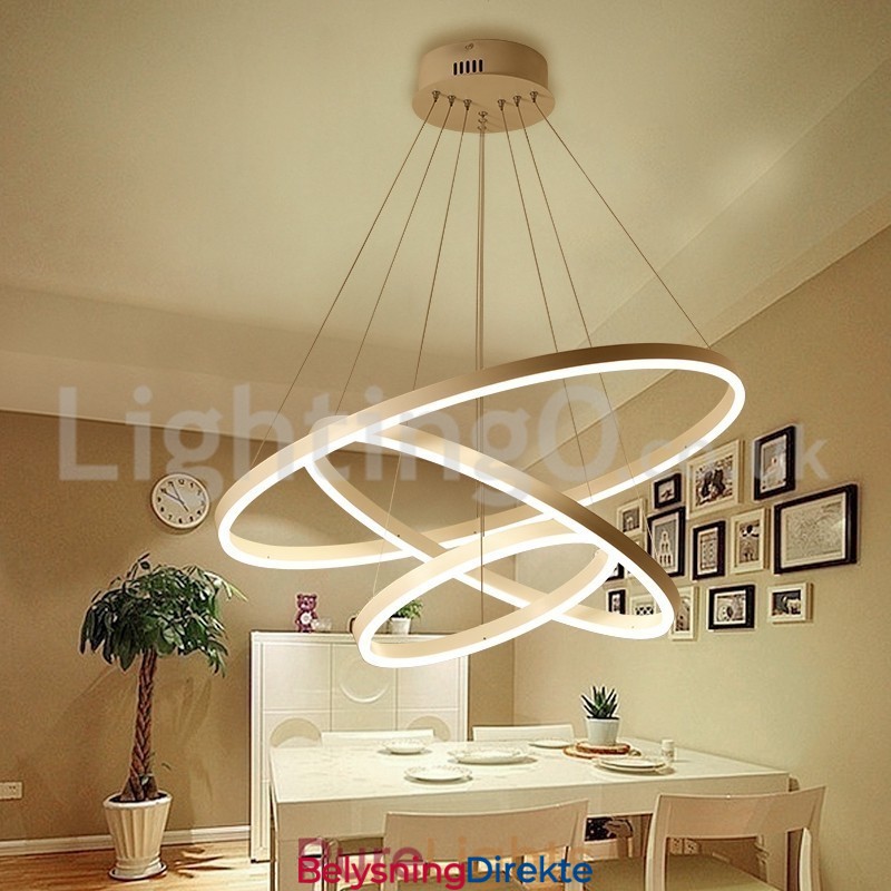 Moderne Tresirkelformet Pendellampe Med Fjernkontroll