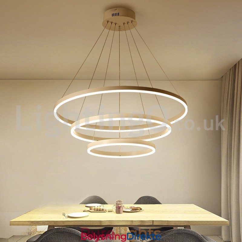 Moderne Tresirkelformet Pendellampe Med Fjernkontroll