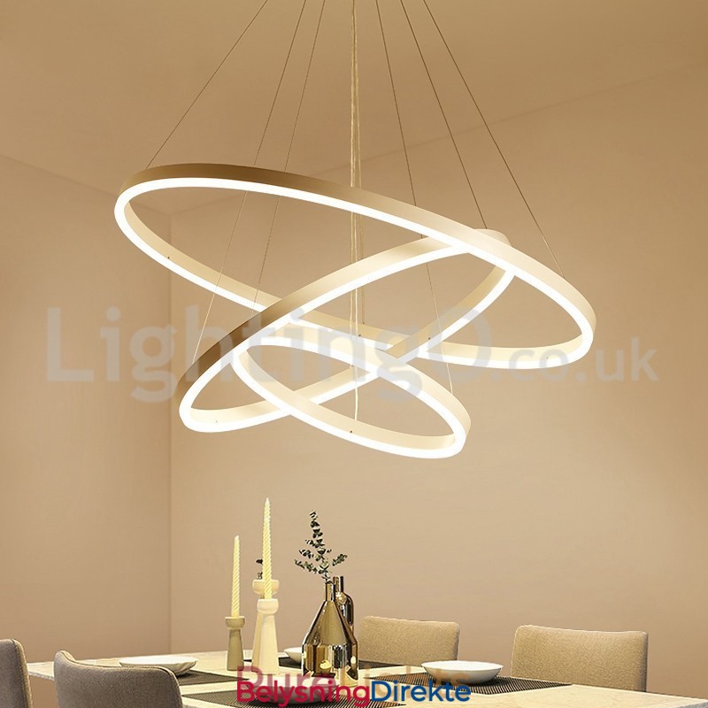 Moderne Tresirkelformet Pendellampe Med Fjernkontroll