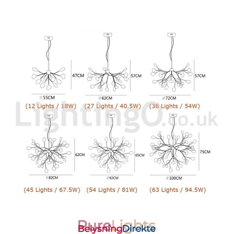 Postmoderne Fireflies-Lysekrone