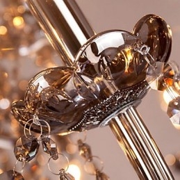 6 Lys Europeisk Krystalllysekrone I Grått Glass Og Krystall