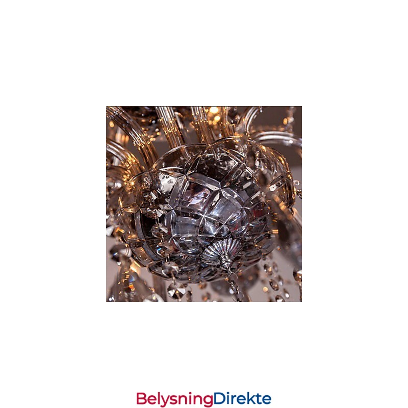 6 Lys Europeisk Krystalllysekrone I Grått Glass Og Krystall