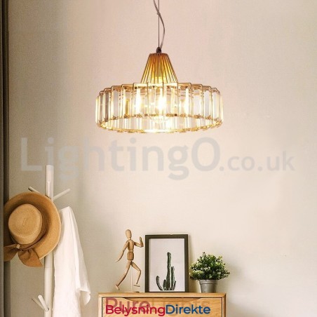 Nordisk Krystall Pendellampe Med Ett Hode