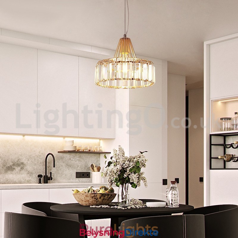 Nordisk Krystall Pendellampe Med Ett Hode