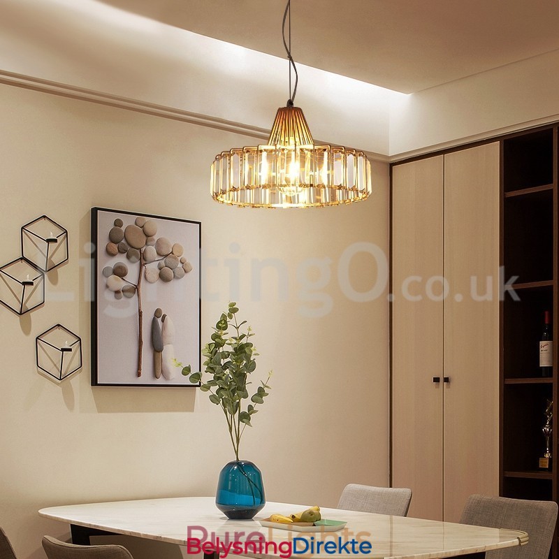 Nordisk Krystall Pendellampe Med Ett Hode