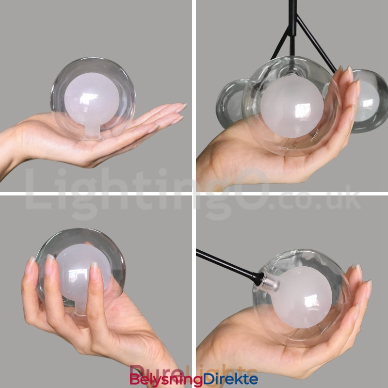 Nordisk Stil Magisk Bønnelysekrone Liten Klar Gjennomsiktig Glassboblekulelysekrone