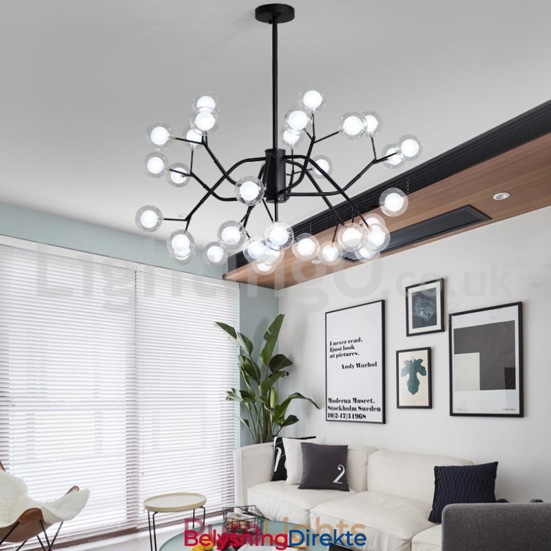 Nordisk Stil Magisk Bønnelysekrone Liten Klar Gjennomsiktig Glassboblekulelysekrone