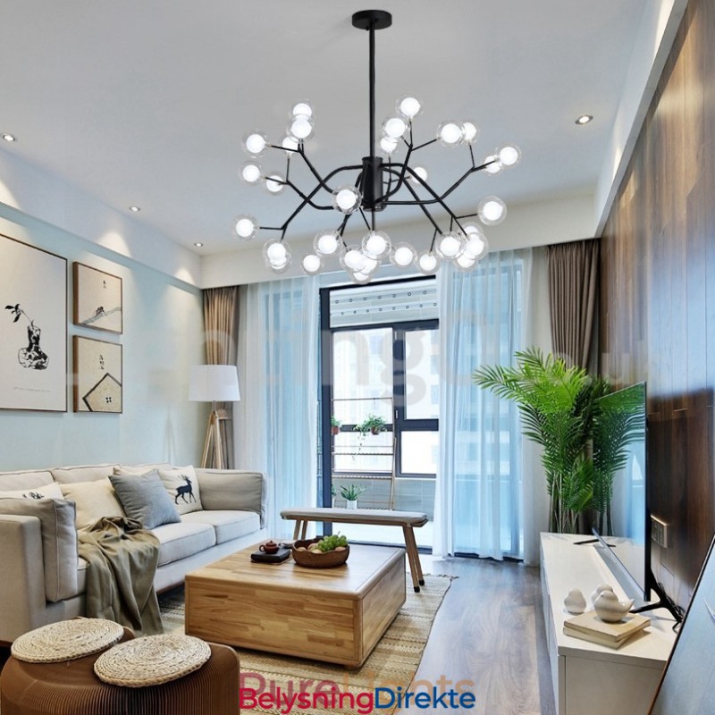 Nordisk Stil Magisk Bønnelysekrone Liten Klar Gjennomsiktig Glassboblekulelysekrone